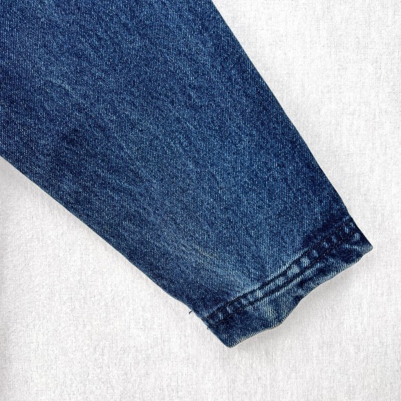 WRANGLER Vintage Denim Coat Mens Medium Blue Button Front Full Length Unisex - Picture 7 of 16